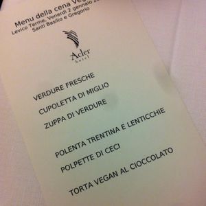 our vegan menu at Hotel Acler in Levico Terme