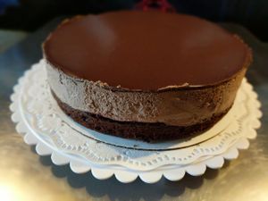 Vegan chocolate PB mousse cake at Govinda's Cafe in Atlanta