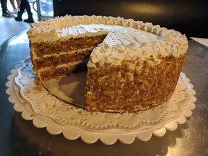 Vegan carrot cake at Govinda's Cafe in Atlanta