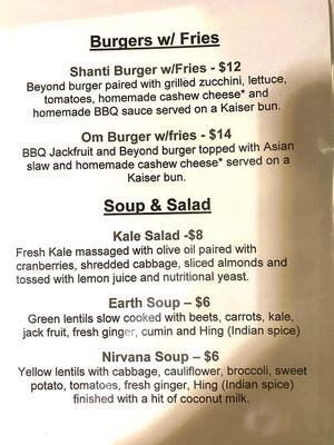 Updated Menu 1 at Govinda's Cafe in Atlanta
