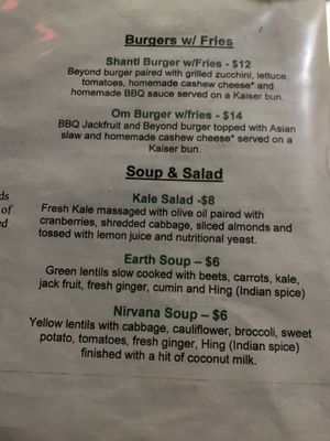 Main menu  at Govinda's Cafe in Atlanta