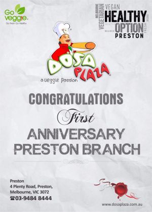Anniversary  at Dosa Plaza in Preston