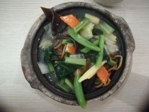 Claypot mee ( vegan) at Vege Lover in Taiping