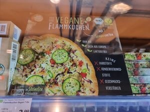 Vegan oroducts in fridge at denn's Biomarkt - Wehrhahn in Dusseldorf