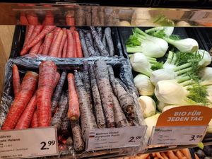 Carrots fennel at denn's Biomarkt - Wehrhahn in Dusseldorf