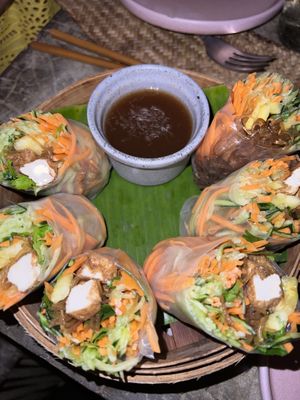 summer rolls with tofu   at Mezzanine in Tulum