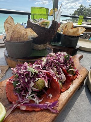 Avocado tacos   at Mezzanine in Tulum