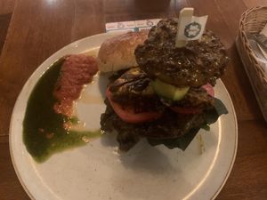 Ikaro burger at Ikaro Cafe in Santa Marta