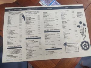 Menu at Ikaro Cafe in Santa Marta