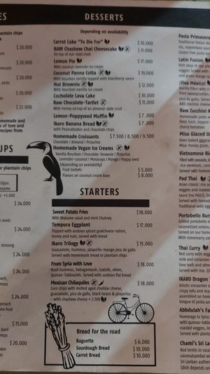 Menu 2 at Ikaro Cafe in Santa Marta