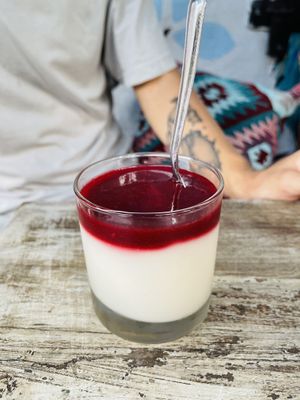 Vegan Coconut Panna Cotta  at Ikaro Cafe in Santa Marta