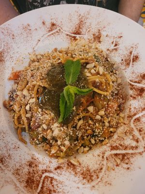 veggie pasta, supposedly yummy at Ikaro Cafe in Santa Marta