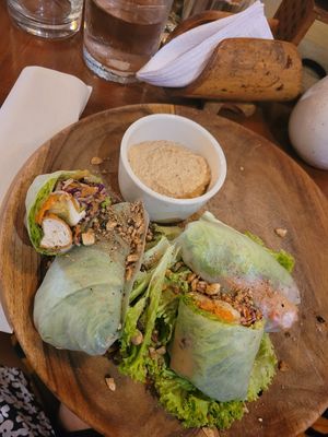 dry, not freshly made vietnamese spring rolls, not good! at Ikaro Cafe in Santa Marta