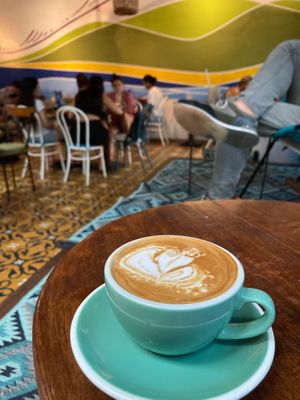 Cappuccino with soy milk at Ikaro Cafe in Santa Marta