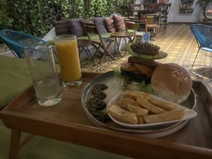 Vegan portobello burger   at Ikaro Cafe in Santa Marta