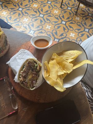 Vegan burrito  at Ikaro Cafe in Santa Marta