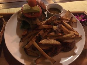 Burger at Ikaro Cafe in Santa Marta