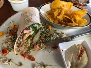 Half a falafel wrap   at Ikaro Cafe in Santa Marta