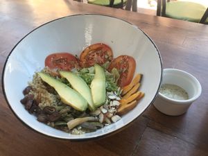 Ikaro salad. Lovely but a bit small. at Ikaro Cafe in Santa Marta