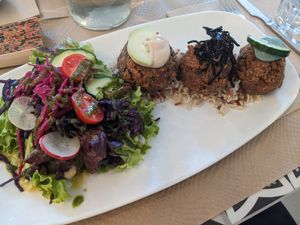Vegan meatballs at Kafe Botanika in San Sebastian