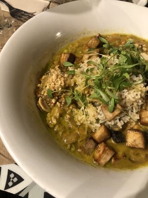 The curry was really good   at Kafe Botanika in San Sebastian