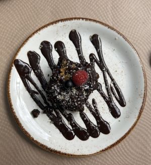 carob cake  at Kafe Botanika in San Sebastian