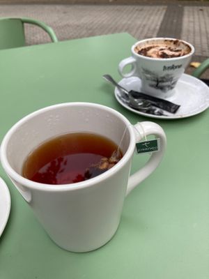 Rooibos and oat milk cappuccino at Kafe Botanika in San Sebastian