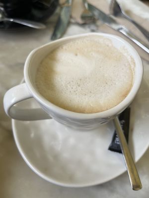 Cafe con leche de soja  at Kafe Botanika in San Sebastian