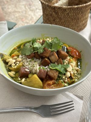 Thai curry  at Kafe Botanika in San Sebastian