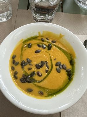 Pumpkin soup  at Kafe Botanika in San Sebastian