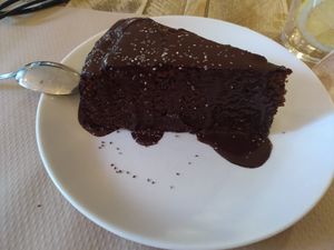 Carob cake at Kafe Botanika in San Sebastian