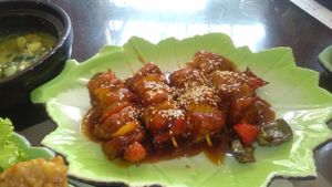 Very convincing mock pork skewers at Lien Hoa in Da Nang