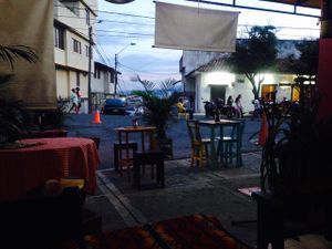 View of the street from inside  at Flor de Loto in Cali