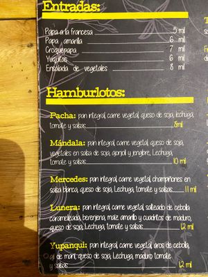 Menu first 1/3th, March 2020 at Flor de Loto in Cali