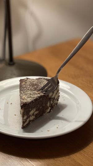 Excellent vegan chocolate cake at Babaghanoush in Pristina