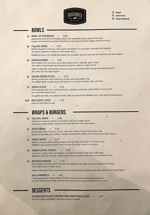 Menu as of Nov 2021 at Babaghanoush in Pristina