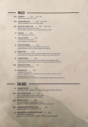Menu as of Nov 2021 at Babaghanoush in Pristina
