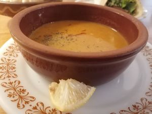Lentil soup at Babaghanoush in Pristina