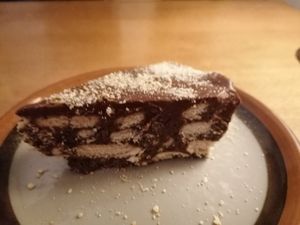 Chocolate banana cake at Babaghanoush in Pristina