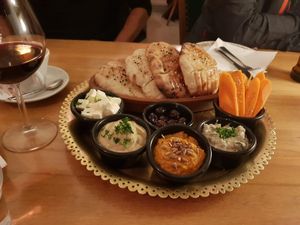 Mezze plate at Babaghanoush in Pristina