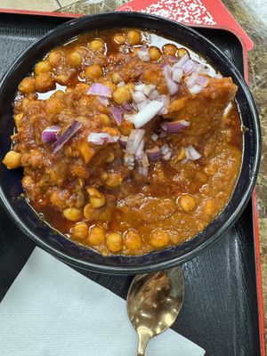 Vegan Samosa Chaat - made with yogurt and green chutney which has dairyy  at Prem Sweets and Restaurant in Brampton