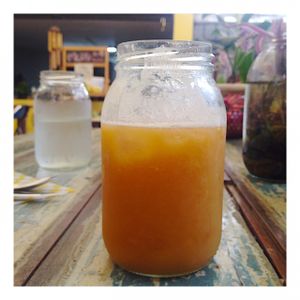Tomato and ginger juice at Centeno Restaurante Vegetariano in Medellin