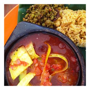 Beans and rice at Centeno Restaurante Vegetariano in Medellin