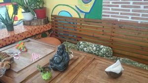 DIY decoration :) at Centeno Restaurante Vegetariano in Medellin