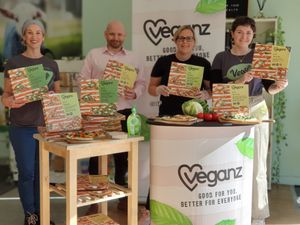Veganz pizza tasting at Vegan Grocery Store in Fitzroy