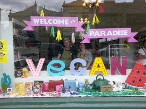 Store Window at Vegan Grocery Store in Fitzroy