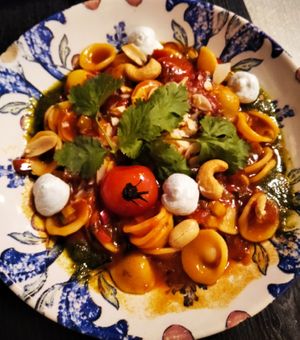 Vegan pasta dish at La Isleta de La Vina in Cadiz