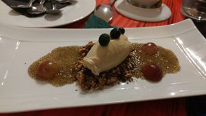 Postre de coco y chía at La Isleta de La Vina in Cadiz