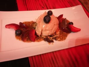 The vegan coconut desert at La Isleta de La Vina in Cadiz