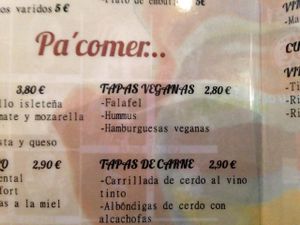 Vegan section in the menu! Small but oh so good and nice that they are actually listing the vegan stuff. at La Isleta de La Vina in Cadiz